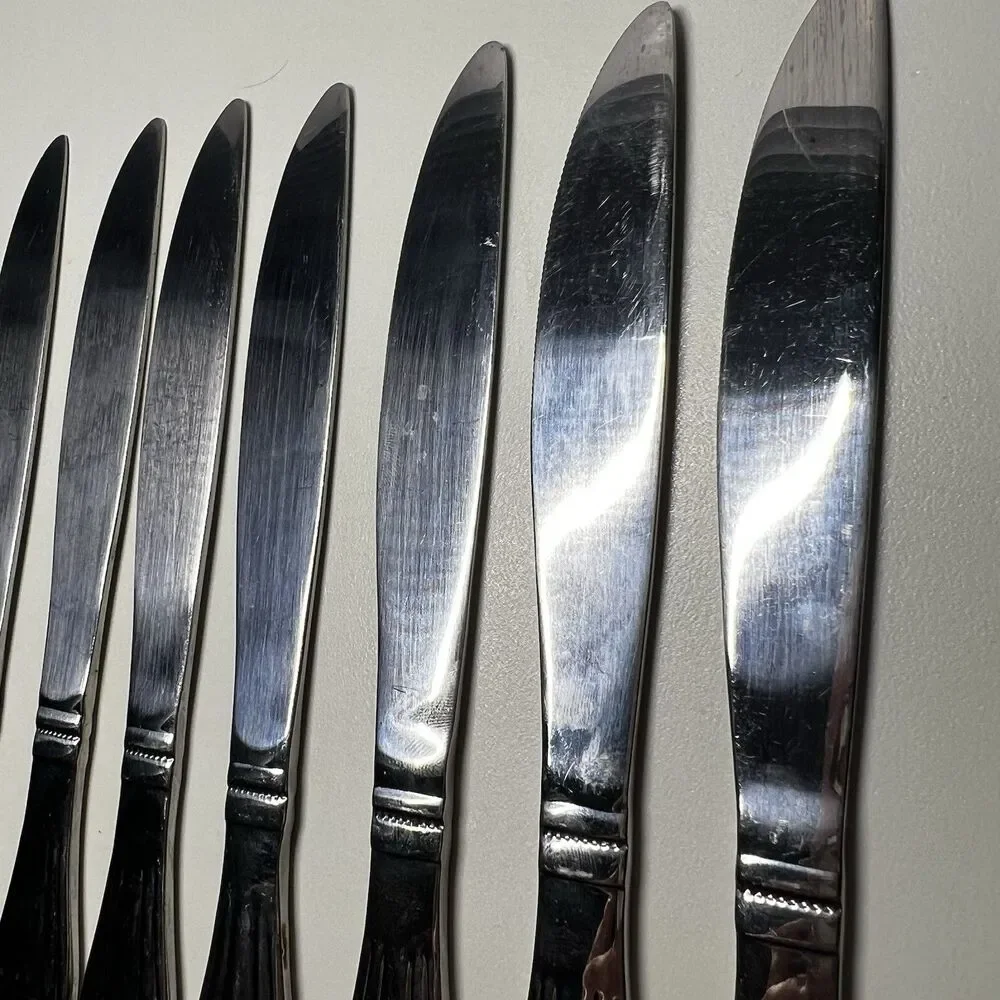 Lot of 7 Vtg Gibson Coca Cola Stainless Steel Dinner Knives Coke Bottle 8,5”